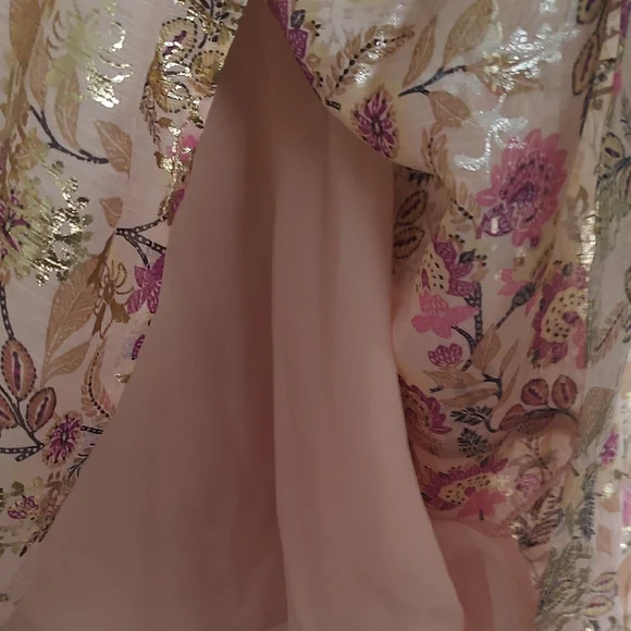 LOFT Pink and Gold Long Sleeve Embellished Blouse - Picture 3 of 6